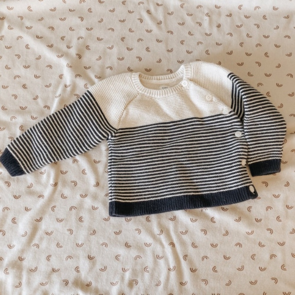 Baby Gap Navy And Cream Striped Sweater